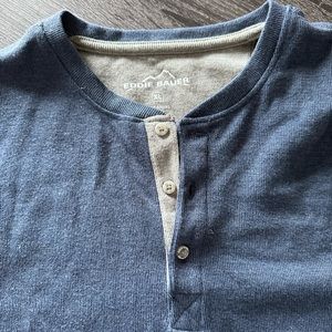 EUC Eddie Bauer Men Thermal Crewneck Pullover Sweater - Blue with Buttons